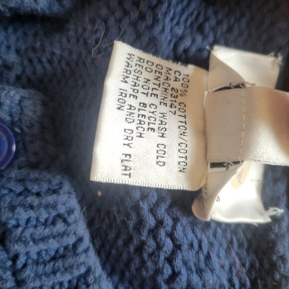 Talbots Petite Hand Knit Blue Cable Knit Button-Up Cardigan Sweater L - Picture 5 of 5